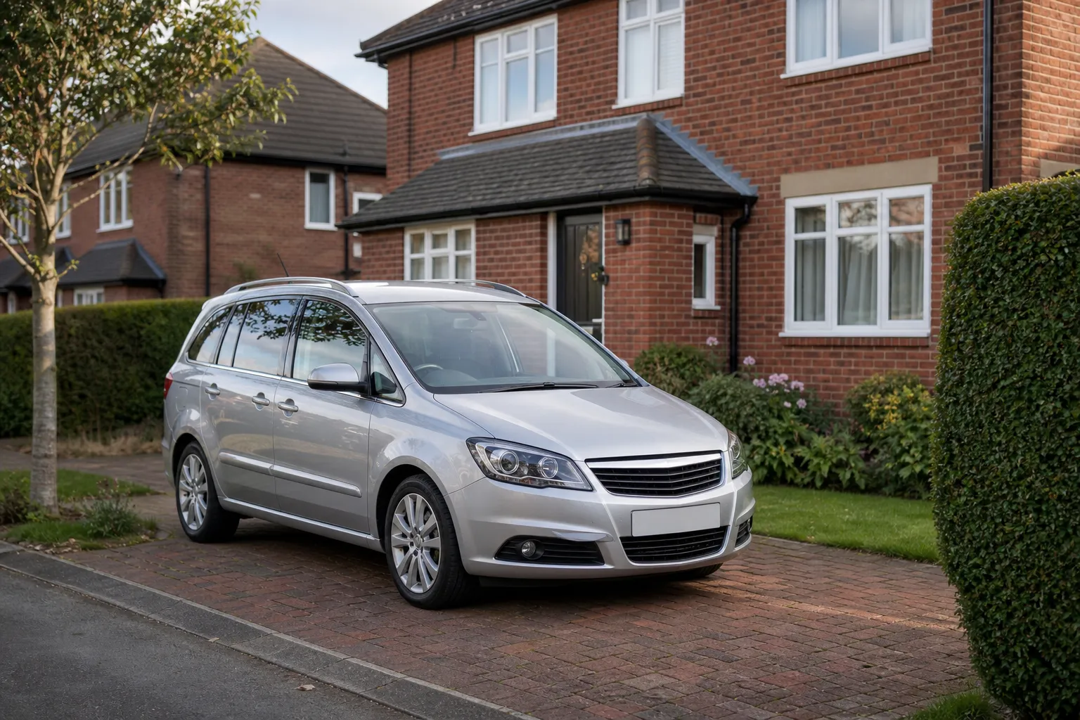 A replacement car parked on a driveway outside a UK home